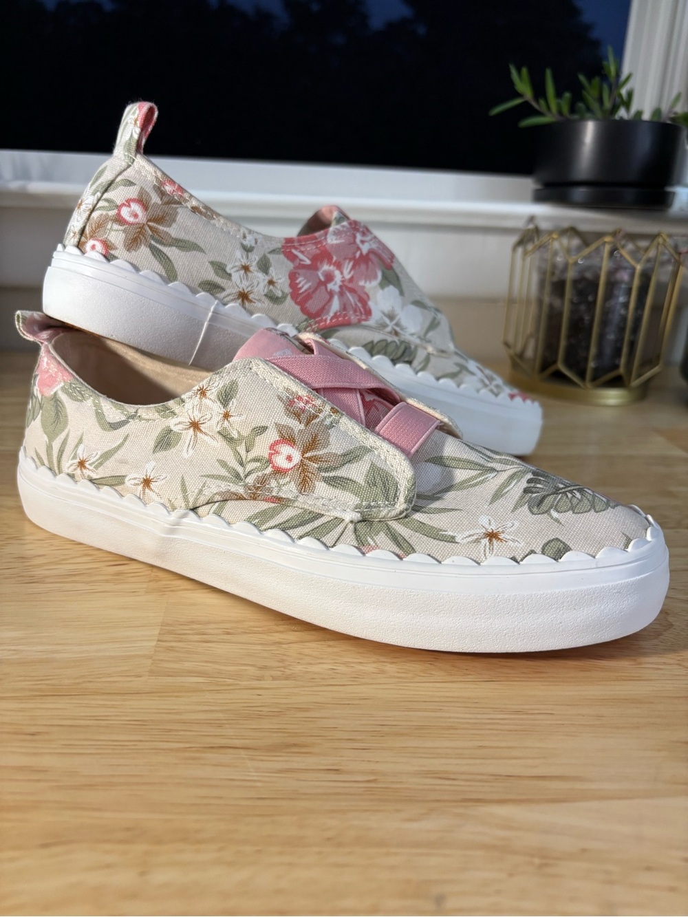 Rocket Dog Floral Slip-On Sneakers with Pink Accents